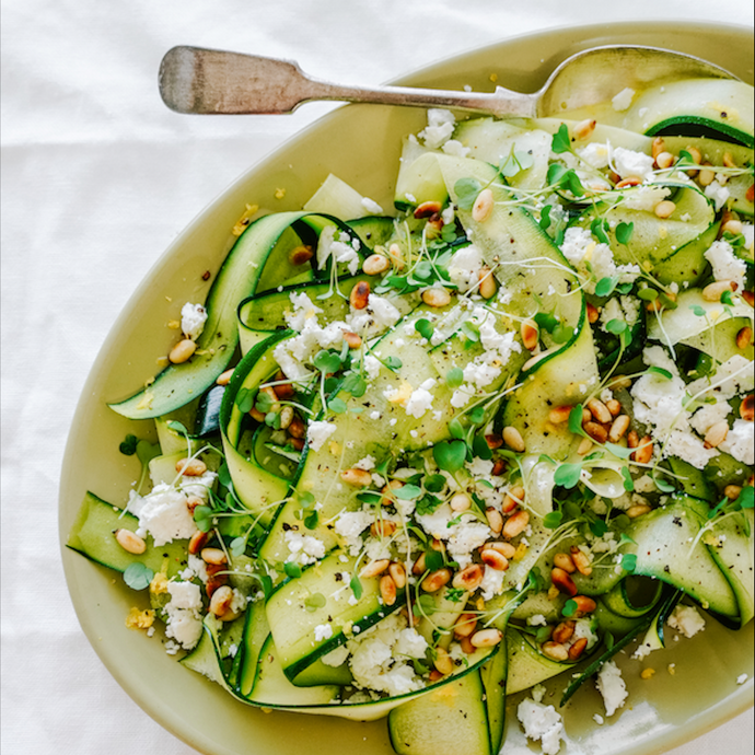 Zucchini Ribbon Salad with Goat’s Cheese & Pine Nuts